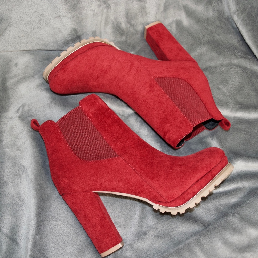 Red Ankle Booties - Picture 2 of 3